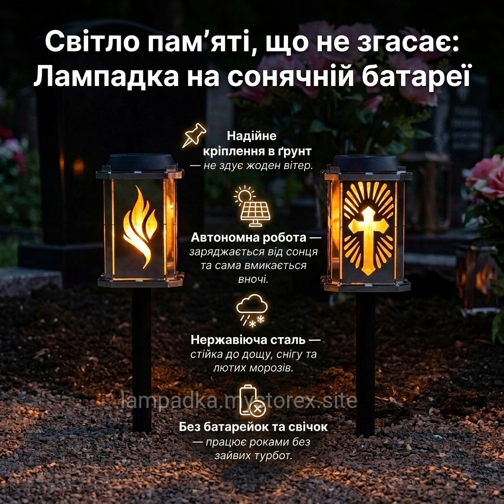 Сонячна лампадка на ніжці з нержавіючої сталі